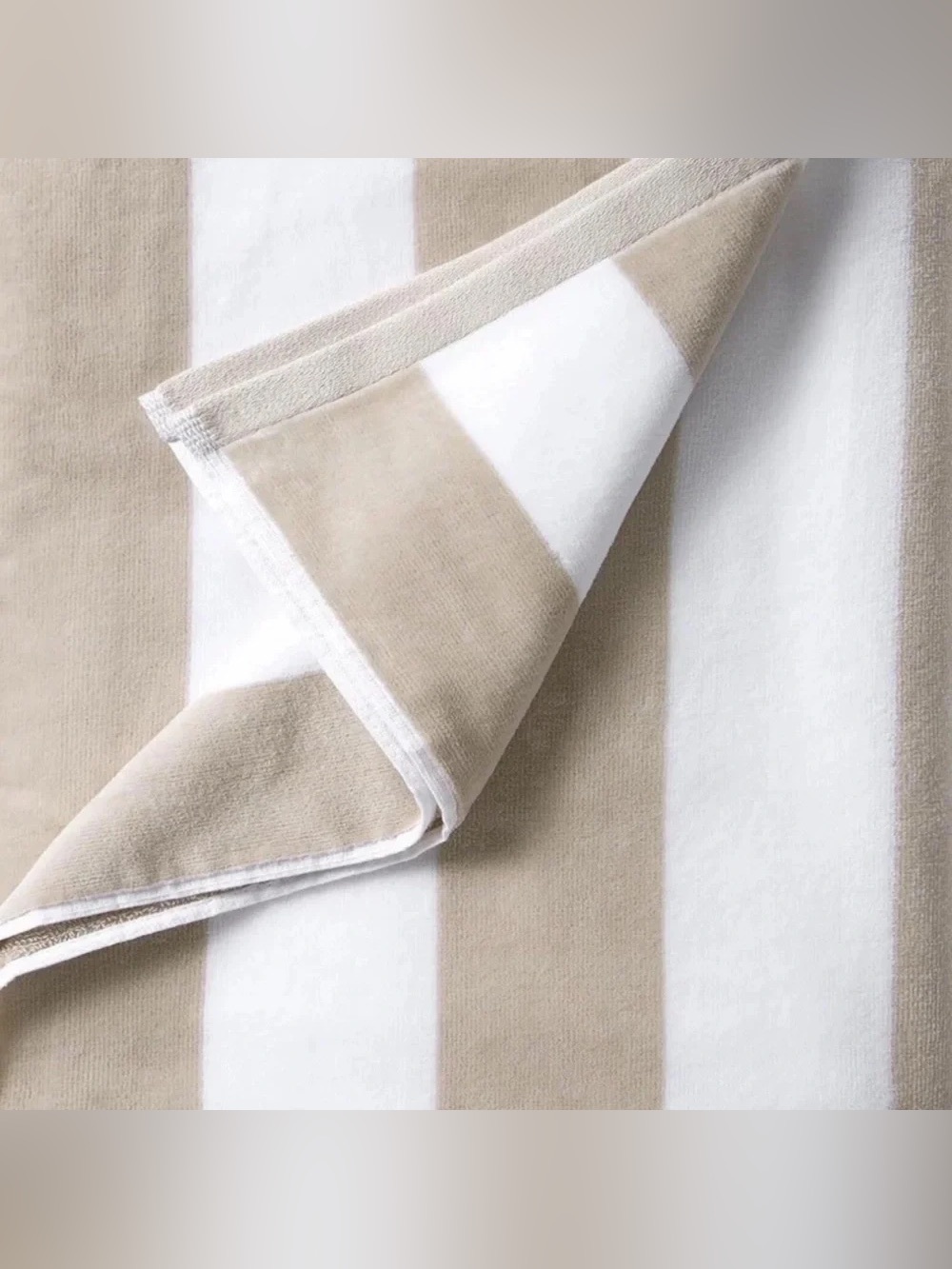 Brooks Brothers Brand New Tan White Striped Beach or Pool Towel 100% Cotton